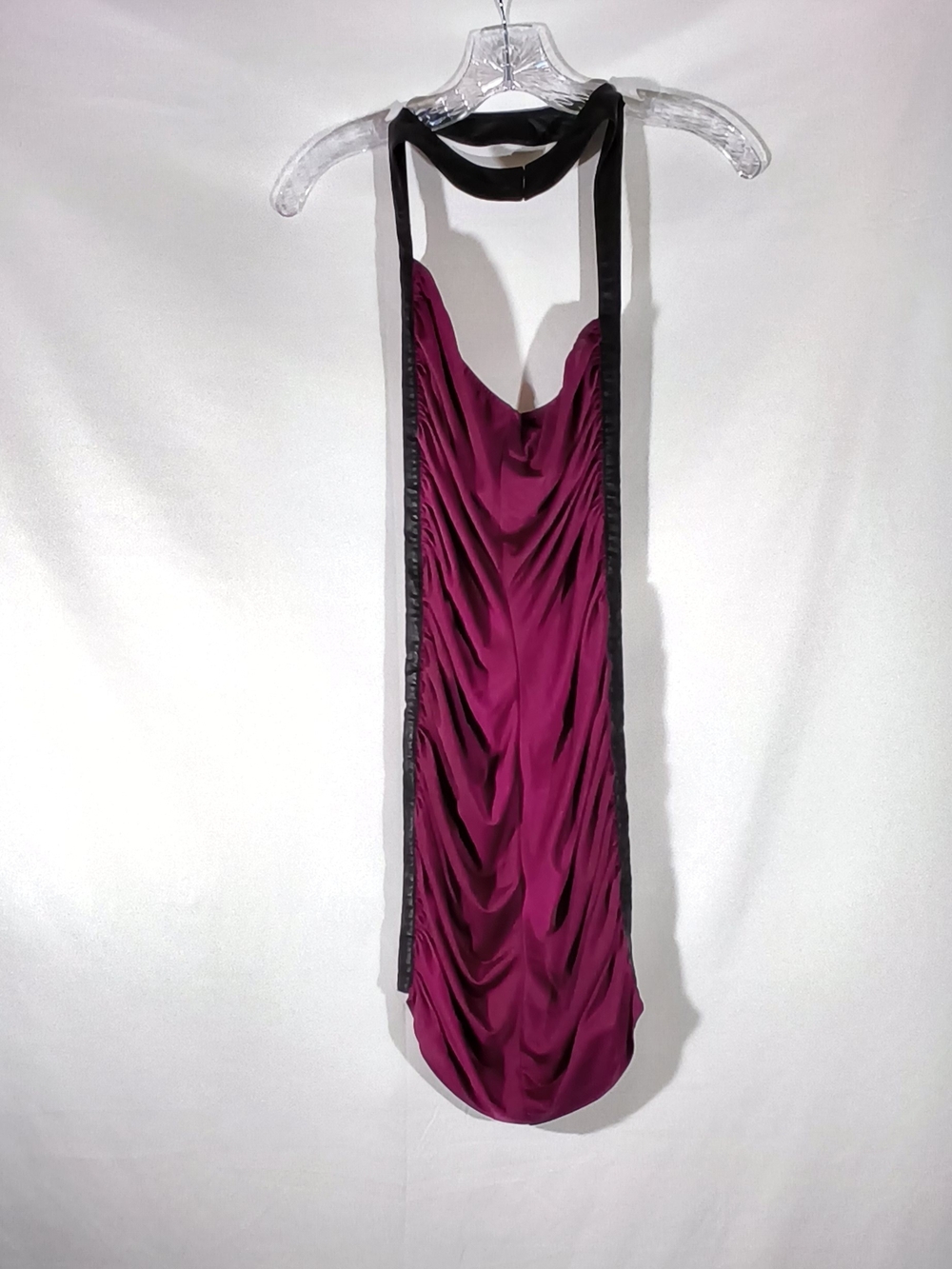 Blq.mkt (blaquemarket) Ruched Halter Dress with Faux Leather Trim